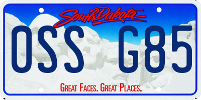 SD license plate 0SSG85