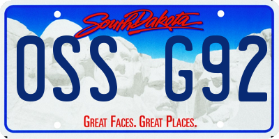 SD license plate 0SSG92
