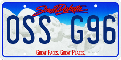 SD license plate 0SSG96