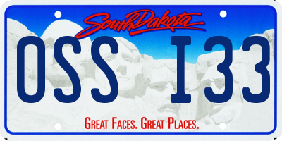 SD license plate 0SSI33