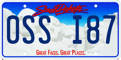 SD license plate 0SSI87