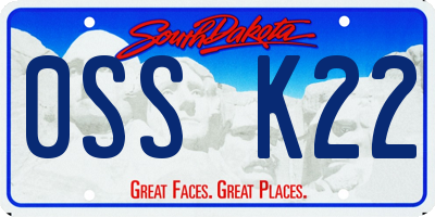 SD license plate 0SSK22