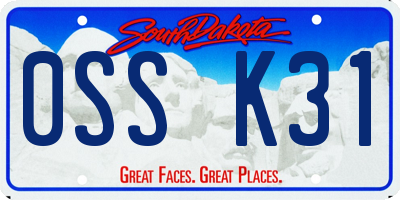 SD license plate 0SSK31