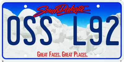 SD license plate 0SSL92