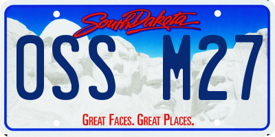 SD license plate 0SSM27