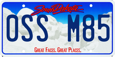 SD license plate 0SSM85