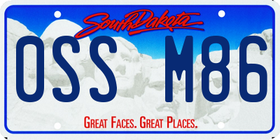SD license plate 0SSM86