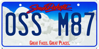 SD license plate 0SSM87