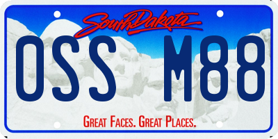 SD license plate 0SSM88
