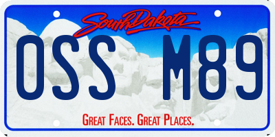 SD license plate 0SSM89
