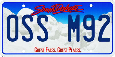 SD license plate 0SSM92