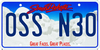 SD license plate 0SSN30