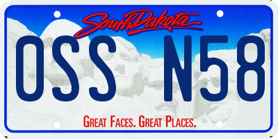 SD license plate 0SSN58