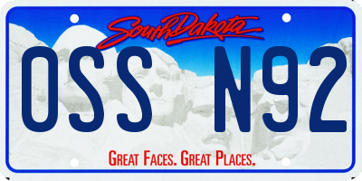 SD license plate 0SSN92