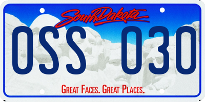 SD license plate 0SSO30