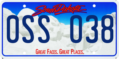 SD license plate 0SSO38
