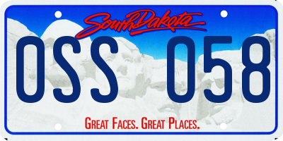SD license plate 0SSO58