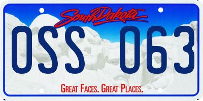 SD license plate 0SSO63