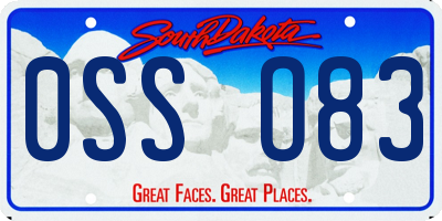 SD license plate 0SSO83