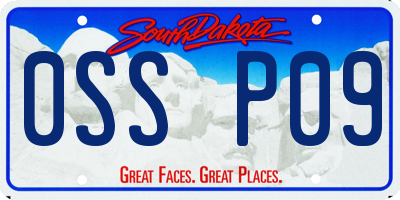 SD license plate 0SSP09