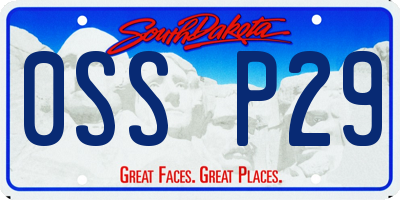 SD license plate 0SSP29