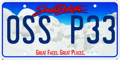 SD license plate 0SSP33