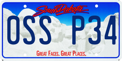 SD license plate 0SSP34