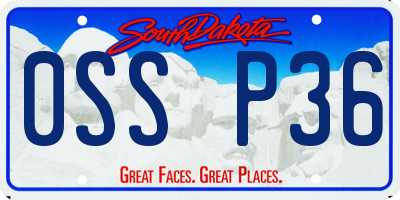 SD license plate 0SSP36