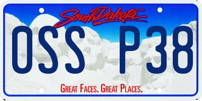 SD license plate 0SSP38