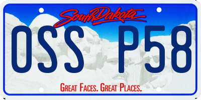 SD license plate 0SSP58