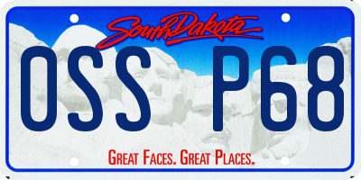 SD license plate 0SSP68