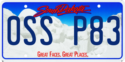 SD license plate 0SSP83