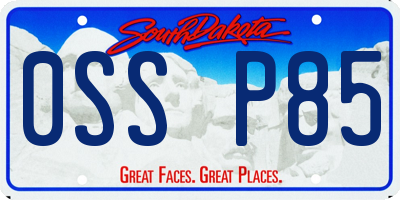 SD license plate 0SSP85