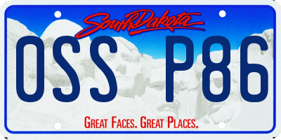SD license plate 0SSP86