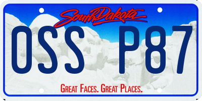 SD license plate 0SSP87