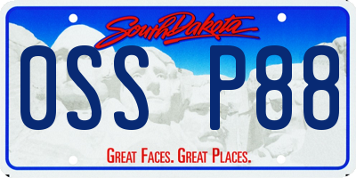 SD license plate 0SSP88