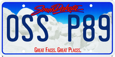 SD license plate 0SSP89