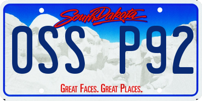 SD license plate 0SSP92