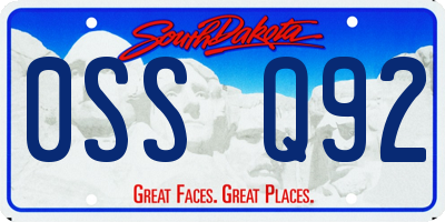SD license plate 0SSQ92
