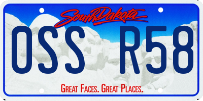 SD license plate 0SSR58