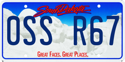 SD license plate 0SSR67