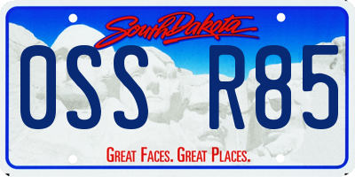 SD license plate 0SSR85