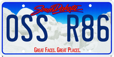 SD license plate 0SSR86