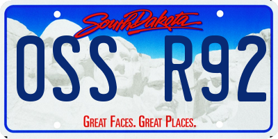 SD license plate 0SSR92