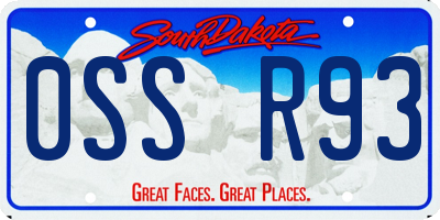 SD license plate 0SSR93