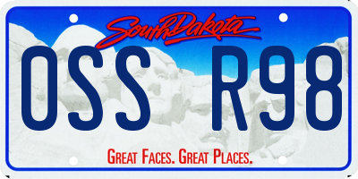 SD license plate 0SSR98