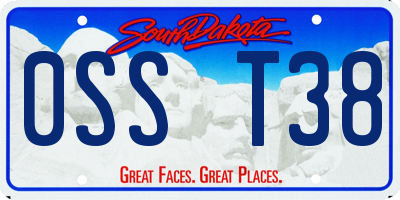 SD license plate 0SST38
