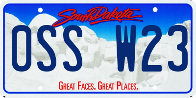 SD license plate 0SSW23
