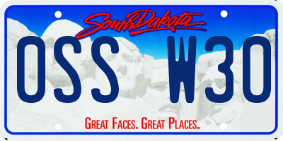 SD license plate 0SSW30