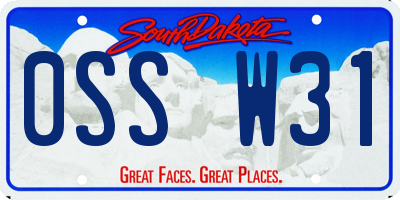 SD license plate 0SSW31